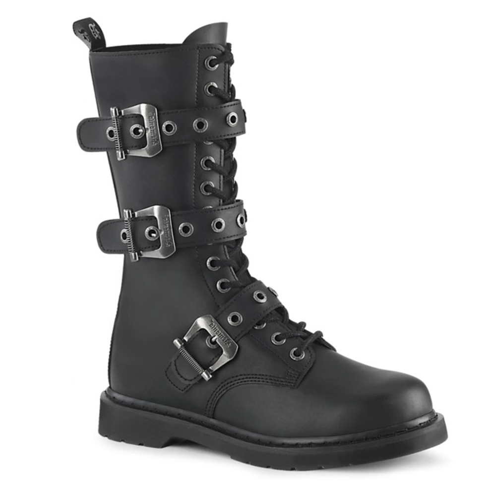 NEW Demonia Bolt 330 Faux Vegan leather edgy goth style buckle boots Size 8